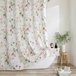 OVZME Floral Printed Shower Curtain 72 Inch Length, Farmhouse Soft Fabric Watercolor Leaf Floral Waterproof Shower Curtain for Bath Bathtub, Chic Boho Rustic Bathroom Decoration, 72Wx72L Inches OVZME Floral Printed Shower Curtain 72 Inch Length, Farmhouse Soft Fabric Watercolor Leaf Floral Waterproof Shower Curtain for Bath Bathtub, Chic Boho Rustic Bathroom Decoration, 72Wx72L Inches