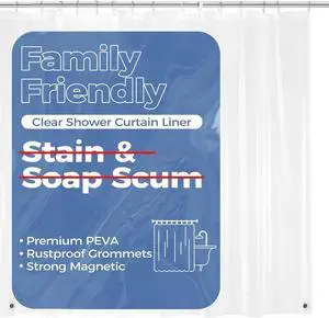 downluxe Clear Shower Curtain Liner with Magnets, Clear Shower Liner, 72" W x 78" L Lightweight Shower Curtains for Bathroom downluxe Clear Shower Curtain Liner with Magnets, Clear Shower Liner, 72" W x 78" L Lightweight Shower Curtains for Bathroom