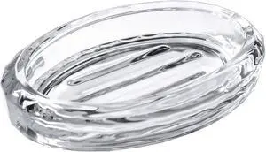Glass Soap Dish for Bathroom Countertop, Shower, Kitchen Sink, Oval Heavy Bar Soap Holder with Raised Ridges, Transparent, 1 Pack Glass Soap Dish for Bathroom Countertop, Shower, Kitchen Sink, Oval Heavy Bar Soap Holder with Raised Ridges, Transparent, 1 Pack