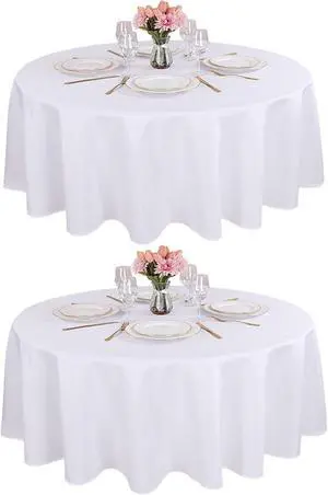 Kesfey 2 Packs White Round Tablecloth 70 Inches White Polyester Table Cloths Circle Stain and Wrinkle Resistant Tablecloths for Round Tables Washable Fabric Table Covers for Wedding Banquet Parties Kesfey 2 Packs White Round Tablecloth 70 Inches White Polyester Table Cloths Circle Stain and Wrinkle Resistant Tablecloths for Round Tables Washable Fabric Table Covers for Wedding Banquet Parties