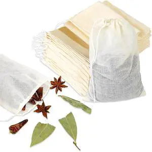 Reusable Tea Bags for Loose Tea, 24Pcs 6x8 Inch Spice Bags for Cooking Muslin Tea-Bag Empty Cloth Sachet Bag with Drawstring Reusable Tea Bags for Loose Tea, 24Pcs 6x8 Inch Spice Bags for Cooking Muslin Tea-Bag Empty Cloth Sachet Bag with Drawstring