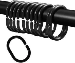 Plastic Shower Curtain Hooks C Shape Shower Curtain Rings for Bathroom Shower Rod Window Curtains Hanger (Black, 12pack) Plastic Shower Curtain Hooks C Shape Shower Curtain Rings for Bathroom Shower Rod Window Curtains Hanger (Black, 12pack)
