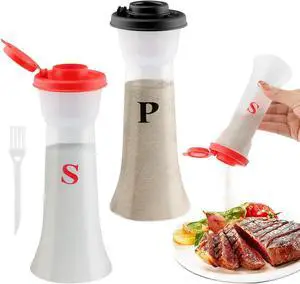 Set Of 2 Salt And Pepper Shakers With Lids, Large Hourglass Design | Moisture Proof Seasoning Containers For Salt, Pepper, Sugar, Or Candy In Cooking And Baking. Red And Black Set Of 2 Salt And Pepper Shakers With Lids, Large Hourglass Design | Moisture Proof Seasoning Containers For Salt, Pepper, Sugar, Or Candy In Cooking And Baking. Red And Black
