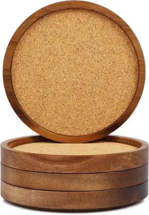 Stackable Wood Absorbent Cork Coaster Set of 4 for Drink, Home Decor | Stackable (Compact Design), 4.25 inch Large, Extra Thick, Absorbent Cork Coasters Set for Tabletop Protection Stackable Wood Absorbent Cork Coaster Set of 4 for Drink, Home Decor | Stackable (Compact Design), 4.25 inch Large, Extra Thick, Absorbent Cork Coasters Set for Tabletop Protection