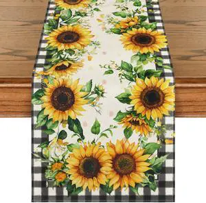 Artoid Mode Buffalo Plaid Sunflower Table Runner, Summer Fall Seasonal Kitchen Dining Table Decoration for Indoor Outdoor Home Party Decor 13 x 90 Inch Artoid Mode Buffalo Plaid Sunflower Table Runner, Summer Fall Seasonal Kitchen Dining Table Decoration for Indoor Outdoor Home Party Decor 13 x 90 Inch