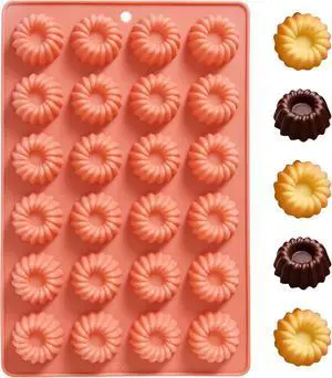 Mini Buntz Cake Silicone Mold Pan, 20-Cavity | Fluted Ring Design, Non-Stick Release, 20 Cavities, 11.81 x 7.67 in, Reusable Silicone Mini Buntz Cake Silicone Mold Pan, 20-Cavity | Fluted Ring Design, Non-Stick Release, 20 Cavities, 11.81 x 7.67 in, Reusable Silicone