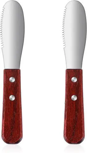 Ouligay 2 Pcs Butter Knife Spreader, Cheese Spreader Knife, Stainless Steel Straight Edge Wide Butter Spreaders with Wood Handle for Sandwich Cream Condiment Knives Set Kitchen Tools, Cooking Utensil Ouligay 2 Pcs Butter Knife Spreader, Cheese Spreader Knife, Stainless Steel Straight Edge Wide Butter Spreaders with Wood Handle for Sandwich Cream Condiment Knives Set Kitchen Tools, Cooking Utensil