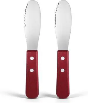 Tucnoeu 2pcs Stainless Steel Butter Spreader Knife with Wooden Handle, Long Handle Red & Steel Color, Kitchen Tools for Sandwich Cream Condiments Tucnoeu 2pcs Stainless Steel Butter Spreader Knife with Wooden Handle, Long Handle Red & Steel Color, Kitchen Tools for Sandwich Cream Condiments
