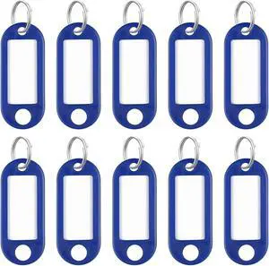 Uniclife 10 Pieces Key Tags 2 Inch Soft Plastic Key Chain Tags with Blank Paper Labels Clear Windows Protective Films and Split Rings Flexible Item Identifiers, Blue Uniclife 10 Pieces Key Tags 2 Inch Soft Plastic Key Chain Tags with Blank Paper Labels Clear Windows Protective Films and Split Rings Flexible Item Identifiers, Blue