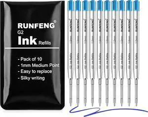 Pack of 10 Replaceable Ballpoint Pen Refills,G2 Ink Refills | 1mm Medium Point,Twist Pen Refill,Ball Point Pen Refills,Ink Refills for Pens,Blue Pack of 10 Replaceable Ballpoint Pen Refills,G2 Ink Refills | 1mm Medium Point,Twist Pen Refill,Ball Point Pen Refills,Ink Refills for Pens,Blue