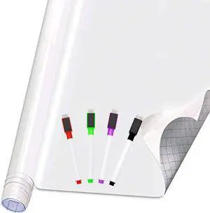 Self Adhesive White Board Paper - Dry Erase Wall Stickers Roll 17.7" x 78.7" (6.5 Feet) Message Board Wallpaper Decal for School/Office/Home/Kid/Art/Decorations, Safe for Adults & Kids with 4 Markers Self Adhesive White Board Paper - Dry Erase Wall Stickers Roll 17.7" x 78.7" (6.5 Feet) Message Board Wallpaper Decal for School/Office/Home/Kid/Art/Decorations, Safe for Adults & Kids with 4 Markers