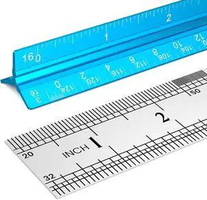 2 Pcs Architectural Scale Ruler 12 Inch, Aluminum Architect Ruler & Metal Ruler Set, Imperial Engineer Scale for Blueprints, Drafting Ruler for Architects, Students, Draftsmen, and Engineers (Blue) 2 Pcs Architectural Scale Ruler 12 Inch, Aluminum Architect Ruler & Metal Ruler Set, Imperial Engineer Scale for Blueprints, Drafting Ruler for Architects, Students, Draftsmen, and Engineers (Blue)