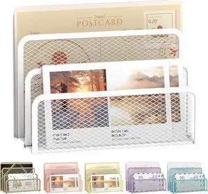 Mail Organizer Countertop for Desk, Mail File Holder with 3-Slot, White | Metal Mesh Mail Sorter for Letters, Envelopes, Bills, and Files for Home Offices, Classroom Organization Mail Organizer Countertop for Desk, Mail File Holder with 3-Slot, White | Metal Mesh Mail Sorter for Letters, Envelopes, Bills, and Files for Home Offices, Classroom Organization