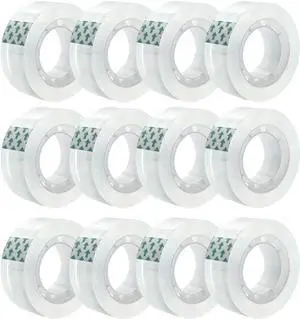 12 Rolls Transparent Tape Refills Rolls, Clear Tape, 1 in Core, 3/4 x 1000 in, Gift Packaging Tape Refill Roll for Office, Home, School 12 Rolls Transparent Tape Refills Rolls, Clear Tape, 1 in Core, 3/4 x 1000 in, Gift Packaging Tape Refill Roll for Office, Home, School