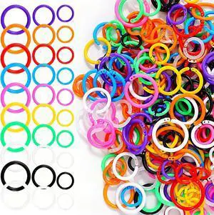 150PCS Loose Leaf Binder Rings, Plastic Colorful Book Rings for Index Cards, 10 Colors 3 Sizes (0.59/0.78/1 Inch) Key Paper Ring Clips, for School/Office/Home DIY 150PCS Loose Leaf Binder Rings, Plastic Colorful Book Rings for Index Cards, 10 Colors 3 Sizes (0.59/0.78/1 Inch) Key Paper Ring Clips, for School/Office/Home DIY