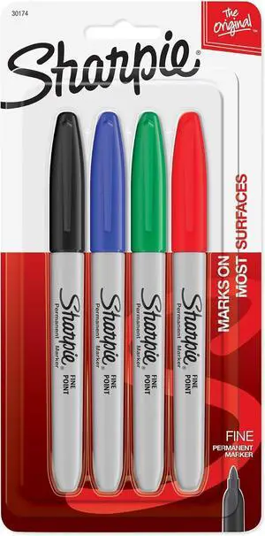 "Sharpie Fine Point Permanent Markers 4/Pkg-Red, Blue, Black, Green" "Sharpie Fine Point Permanent Markers 4/Pkg-Red, Blue, Black, Green"