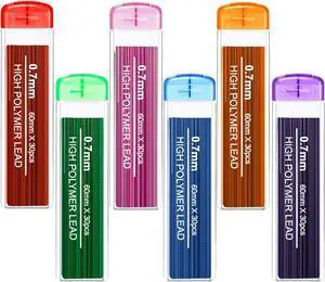 JOVITEC Color Pencil Lead Refills 0.7 mm Mechanical Lead Pencil Refills for Home Offices, 0.7 mm Hb, 6 Color Set(180) JOVITEC Color Pencil Lead Refills 0.7 mm Mechanical Lead Pencil Refills for Home Offices, 0.7 mm Hb, 6 Color Set(180)