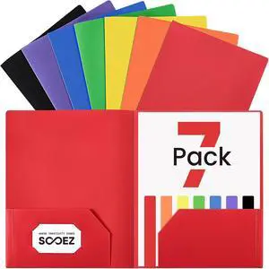Sooez 7 Pack Folders with Pockets, 2 Pocket Folders with Extra Labels | Plastic Folder with Pockets, Heavy Duty File Folder Bulk, School Business Office Filing Supplies Sooez 7 Pack Folders with Pockets, 2 Pocket Folders with Extra Labels | Plastic Folder with Pockets, Heavy Duty File Folder Bulk, School Business Office Filing Supplies