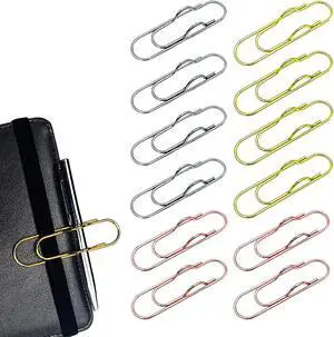 12-Pack Metal Pen Clips Gold, Silver & Rose Gold Paperclip Pen Holders for Notebooks, Journals & Office Use 12-Pack Metal Pen Clips Gold, Silver & Rose Gold Paperclip Pen Holders for Notebooks, Journals & Office Use