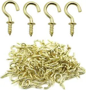 Biaungdo 1/2" Ceiling Cup Hooks, Gold, 100 Pcs | Self-Tapping Hook, Screw Hooks Biaungdo 1/2" Ceiling Cup Hooks, Gold, 100 Pcs | Self-Tapping Hook, Screw Hooks