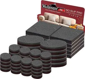 Yelanon Non Slip Furniture Pads 56 Pcs 1" & 2" for Hardwood Floors | Rubber feet grip furniture legs to stop sliding. Easy peel-and-stick, no tools. Protects floors from scuffs. Yelanon Non Slip Furniture Pads 56 Pcs 1" & 2" for Hardwood Floors | Rubber feet grip furniture legs to stop sliding. Easy peel-and-stick, no tools. Protects floors from scuffs.