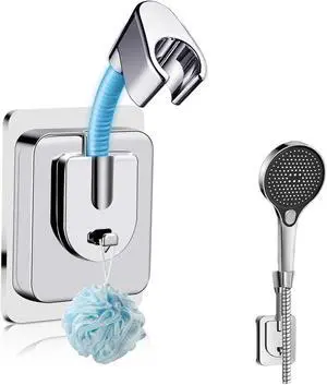 Shower Head Holder Adhesive, No-Drill Adjustable Handheld Shower Head Holder Wall Mount, Chrome Shower Wand Holder Waterproof & Universal Fit for Home, RV & Rental Bathrooms Shower Head Holder Adhesive, No-Drill Adjustable Handheld Shower Head Holder Wall Mount, Chrome Shower Wand Holder Waterproof & Universal Fit for Home, RV & Rental Bathrooms
