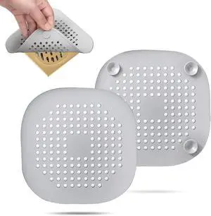 2 Pack Hair Drain Catcher,Square Drain Cover for Shower Silicone Hair Stopper with Suction Cup,Easy to Install Suit for Bathroom,Bathtub,Kitchen (Sliver Grey) 2 Pack Hair Drain Catcher,Square Drain Cover for Shower Silicone Hair Stopper with Suction Cup,Easy to Install Suit for Bathroom,Bathtub,Kitchen (Sliver Grey)