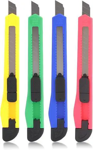 4 Pack Box Cutter Utility Knife, Mini Box Cutters Retractable Opener, Professional Razor Blade Knives, Small Snap Off Paper Knife by Untrytb 4 Pack Box Cutter Utility Knife, Mini Box Cutters Retractable Opener, Professional Razor Blade Knives, Small Snap Off Paper Knife by Untrytb