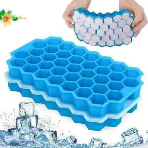 Ice Cube Tray with Lid, Mini Silicone Moulds and 1 Pack 37 Ice Trays, LFGB Certified and BPA Free(Blue, 1 Pack) Ice Cube Tray with Lid, Mini Silicone Moulds and 1 Pack 37 Ice Trays, LFGB Certified and BPA Free(Blue, 1 Pack)