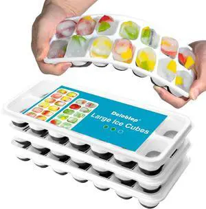 DclobTop Ice Cube Trays for Freezer - 3 Pack 42 Ice Cubes, Easy to Release Plastic Silicone Trays with Spill-Resistant Lids, Reusable Stackable Tray for Cocktails, Drinks and Coffee, BPA-Free,Black DclobTop Ice Cube Trays for Freezer - 3 Pack 42 Ice Cubes, Easy to Release Plastic Silicone Trays with Spill-Resistant Lids, Reusable Stackable Tray for Cocktails, Drinks and Coffee, BPA-Free,Black