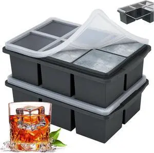 Large Ice Cube Trays for Whiskey, Silicone Ice Cube Tray, with Reinforced Steel Ring Top, Makes 12 perfect 2-in ice cubes, Square Ice Tray for Cocktails, Whiskey, Coffee. (2 Pack) Large Ice Cube Trays for Whiskey, Silicone Ice Cube Tray, with Reinforced Steel Ring Top, Makes 12 perfect 2-in ice cubes, Square Ice Tray for Cocktails, Whiskey, Coffee. (2 Pack)