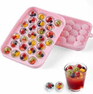Small Ice Ball Mold, 2Pack Ice Cube Tray with Lid, 25 Cavities Round Flexible Silicone Ice Cube Tray for Freezer, BPA Free Circle Ice Cube Tray for Whiskey, Cocktail, Juice Small Ice Ball Mold, 2Pack Ice Cube Tray with Lid, 25 Cavities Round Flexible Silicone Ice Cube Tray for Freezer, BPA Free Circle Ice Cube Tray for Whiskey, Cocktail, Juice