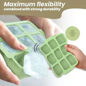 Silicone ice cube tray with lid and handle I Stackable Small and handy large ice cubes with grooves for easy removal I Odorless and tasteless container (6,3 x 4,7 x 1,02 In) Silicone ice cube tray with lid and handle I Stackable Small and handy large ice cubes with grooves for easy removal I Odorless and tasteless container (6,3 x 4,7 x 1,02 In)
