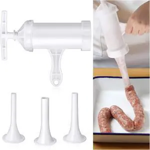 Mudder Sausage Stuffer Manual Maker Plastic Meat Filler Funnel Tubes Filling Tool for Hand Operated Food Grinder for Holiday Household Use Mudder Sausage Stuffer Manual Maker Plastic Meat Filler Funnel Tubes Filling Tool for Hand Operated Food Grinder for Holiday Household Use