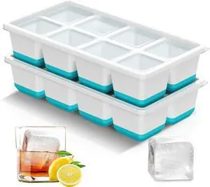 VEHHE Ice Cube Tray, 2 Pack Reusable Large Ice Cube Molds with Lid | Blue | Easy Release Silicone Base Design | Food-Grade Material | Stackable Space-Saving Design | BPA Free and Dishwasher VEHHE Ice Cube Tray, 2 Pack Reusable Large Ice Cube Molds with Lid | Blue | Easy Release Silicone Base Design | Food-Grade Material | Stackable Space-Saving Design | BPA Free and Dishwasher