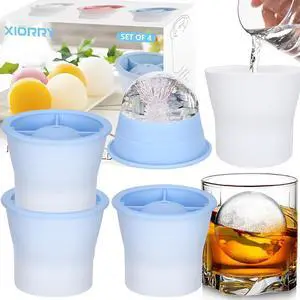 Ice Molds 4 PCS, Silicone Sphere Ice Mold Maker, Stackable Easy Release Circle Ice Cube Mold with Lids, Spherical Ice Makers with Lids for Whiskey, Cocktails, Bourbon, and Drinks Ice Molds 4 PCS, Silicone Sphere Ice Mold Maker, Stackable Easy Release Circle Ice Cube Mold with Lids, Spherical Ice Makers with Lids for Whiskey, Cocktails, Bourbon, and Drinks