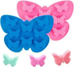 2 Pcs Silicone Butterfly Shape Ice Cube Tray - Wax Melt & Chocolate Candy Baking Molds, Non-Stick 2 Pcs Silicone Butterfly Shape Ice Cube Tray - Wax Melt & Chocolate Candy Baking Molds, Non-Stick