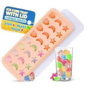 Cute Ice Cube Tray with Lid, 24 Cavities, Flexible Silicone | Mini Star Ice Cube Tray; Stars, Moons & Hearts; Measuring Pipette; Dishwasher Safe; for Cocktails, Juice, Parties & Desserts Cute Ice Cube Tray with Lid, 24 Cavities, Flexible Silicone | Mini Star Ice Cube Tray; Stars, Moons & Hearts; Measuring Pipette; Dishwasher Safe; for Cocktails, Juice, Parties & Desserts