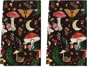 Artoid Mode Black Modern Mushroom Kitchen Towels Dish Towels, 18x26 Inch Cute Botanic Farmhouse Decoration Hand Towels Set of 2 Artoid Mode Black Modern Mushroom Kitchen Towels Dish Towels, 18x26 Inch Cute Botanic Farmhouse Decoration Hand Towels Set of 2