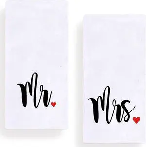 Mr and Mrs Kitchen Dish Towel 18 x 28 Inch, Couple Newlyweds Tea Towels Dish Cloth for Cooking Baking Wedding or Engagement Gift Set of 2 Mr and Mrs Kitchen Dish Towel 18 x 28 Inch, Couple Newlyweds Tea Towels Dish Cloth for Cooking Baking Wedding or Engagement Gift Set of 2