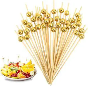 200 Pcs Cocktail Picks, 4.7 Inch Bamboo Appetizer Skewers, Gold Pearl | Natural Bamboo, Smooth Burr-Free Finish, Pointed Tips, Sturdy 4.7 In Picks For Appetizers, Drinks, Weddings, Parties 200 Pcs Cocktail Picks, 4.7 Inch Bamboo Appetizer Skewers, Gold Pearl | Natural Bamboo, Smooth Burr-Free Finish, Pointed Tips, Sturdy 4.7 In Picks For Appetizers, Drinks, Weddings, Parties