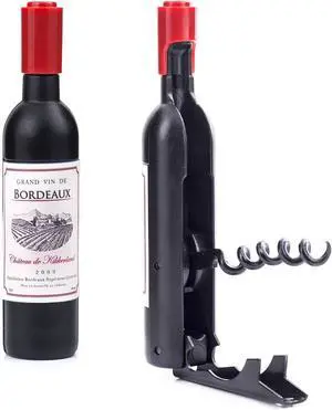 Kikkerland Magnetic Wine Bottle Corkscrew, Black Kikkerland Magnetic Wine Bottle Corkscrew, Black
