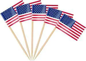 AhfuLife Toothpick Flags Cocktail Picks, 100/200 Pcs Small Tiny Cupcake Toppers Double-sided (USA, 200) AhfuLife Toothpick Flags Cocktail Picks, 100/200 Pcs Small Tiny Cupcake Toppers Double-sided (USA, 200)