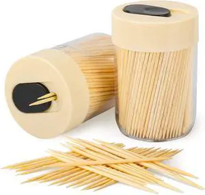 Sturdy Toothpick Holder with 800 Natural Toothpicks Wooden 2Pack Beige | Upgraded Resistant Bend & Break Durable Tooth Picks for Teeth Cleaning DIY Crafts Appetizer Olive Barbecue Fruit Food Sturdy Toothpick Holder with 800 Natural Toothpicks Wooden 2Pack Beige | Upgraded Resistant Bend & Break Durable Tooth Picks for Teeth Cleaning DIY Crafts Appetizer Olive Barbecue Fruit Food