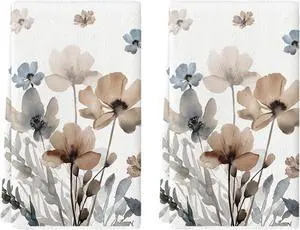 Artoid Mode Brown Poppy Floral Leaves Spring Kitchen Towels Dish Towels, 18x26 Inch Seasonal Summer Decoration Hand Towels Set of 2 Artoid Mode Brown Poppy Floral Leaves Spring Kitchen Towels Dish Towels, 18x26 Inch Seasonal Summer Decoration Hand Towels Set of 2