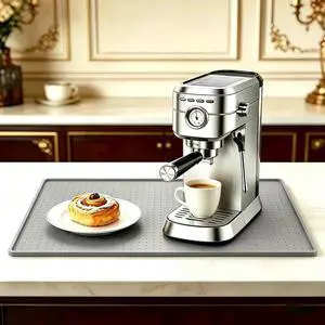 Coffee Machine Mat, 10x14 Inch Silicone Coffee Maker Mat for Counter, Spill Proof Splash Guard for Espresso Machine, Heat Resistant & Easy Clean Barista Mat for Coffee Bar Accessories (Grey) Coffee Machine Mat, 10x14 Inch Silicone Coffee Maker Mat for Counter, Spill Proof Splash Guard for Espresso Machine, Heat Resistant & Easy Clean Barista Mat for Coffee Bar Accessories (Grey)