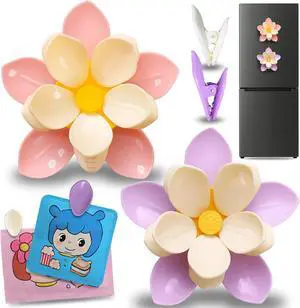 2PCS Flower Fridge Magnets with Clips, 20 Petals Clips, Reusable and Multi-purpose for Snacks, Coffee, Pet Food, Cute Magnetic Flower Design for Fridge, Whiteboard, and Office Decor 2PCS Flower Fridge Magnets with Clips, 20 Petals Clips, Reusable and Multi-purpose for Snacks, Coffee, Pet Food, Cute Magnetic Flower Design for Fridge, Whiteboard, and Office Decor