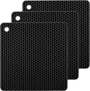 TENOC Silicone Non-Slip, Heat Resistant & Water-Trapping Trivet Mats for Hot Pots & Pans & Dishes & Cookware, Multipurpose Kitchen Table Coaster, 7.1 Inch, 3 Pcs, Black TENOC Silicone Non-Slip, Heat Resistant & Water-Trapping Trivet Mats for Hot Pots & Pans & Dishes & Cookware, Multipurpose Kitchen Table Coaster, 7.1 Inch, 3 Pcs, Black