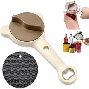 4-in-1 Jar Opener, Adjustable Bottle Lid Opener for Elderly and Arthritis Sufferers, Easy Grip for Weak Hands, Non-Slip, Effortless for Tight or Refrigerated Lids, Multi-Size for Jars Bottles(Beige) 4-in-1 Jar Opener, Adjustable Bottle Lid Opener for Elderly and Arthritis Sufferers, Easy Grip for Weak Hands, Non-Slip, Effortless for Tight or Refrigerated Lids, Multi-Size for Jars Bottles(Beige)