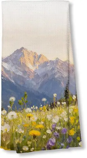 Flower and Mountain Kitchen Towels,Botanical Wildflower Farmhouse Decor,Vintage Floral Pictures Minimalist Farmhouse Towel for Kitchen Bathroom,Spring Decor,Spring Towel,16x24 Inch Flower and Mountain Kitchen Towels,Botanical Wildflower Farmhouse Decor,Vintage Floral Pictures Minimalist Farmhouse Towel for Kitchen Bathroom,Spring Decor,Spring Towel,16x24 Inch